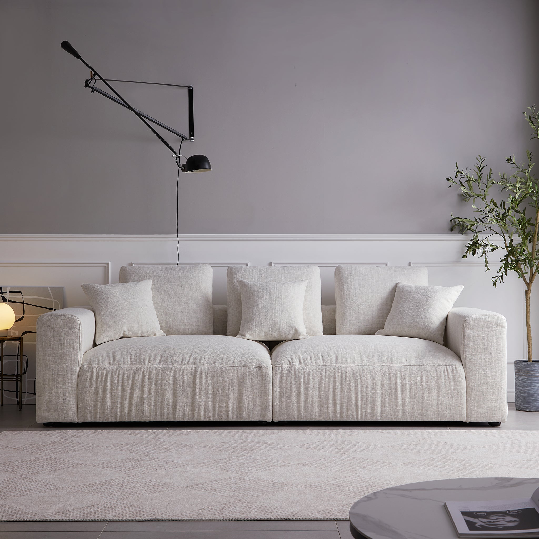 Canapé en tissu Serrat Beige Performance