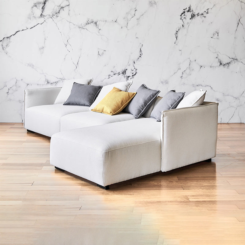 Canapé d'angle en tissu beige serein