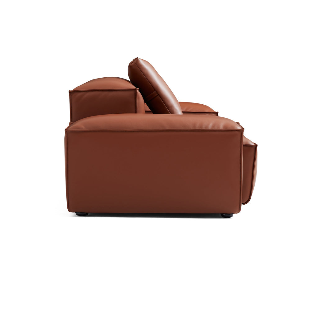 Canapé modulaire Cube en cuir véritable beige