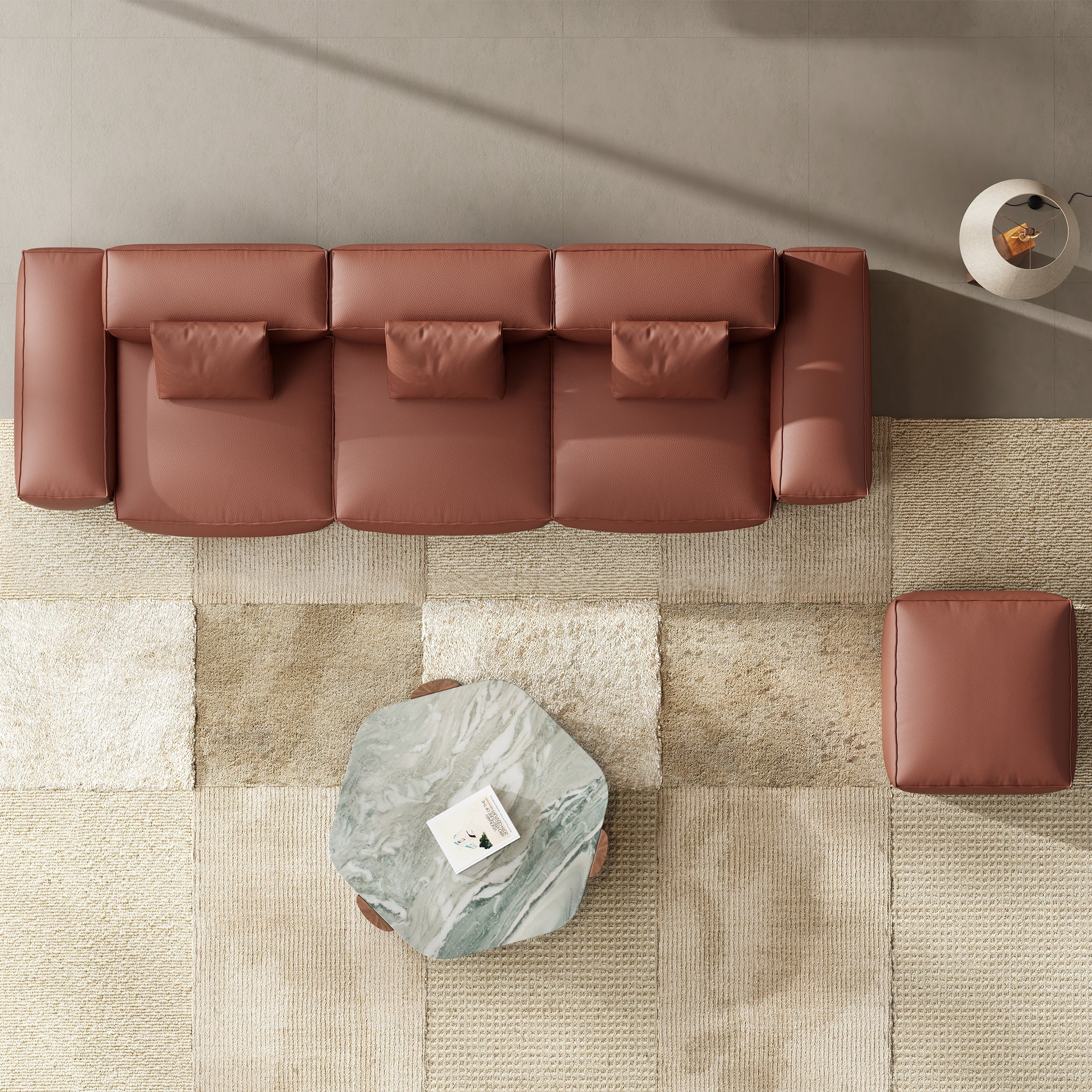 Canapé modulaire Cube en cuir véritable noir