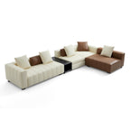 Canapé sectionnel en cuir en forme de L avec table basse