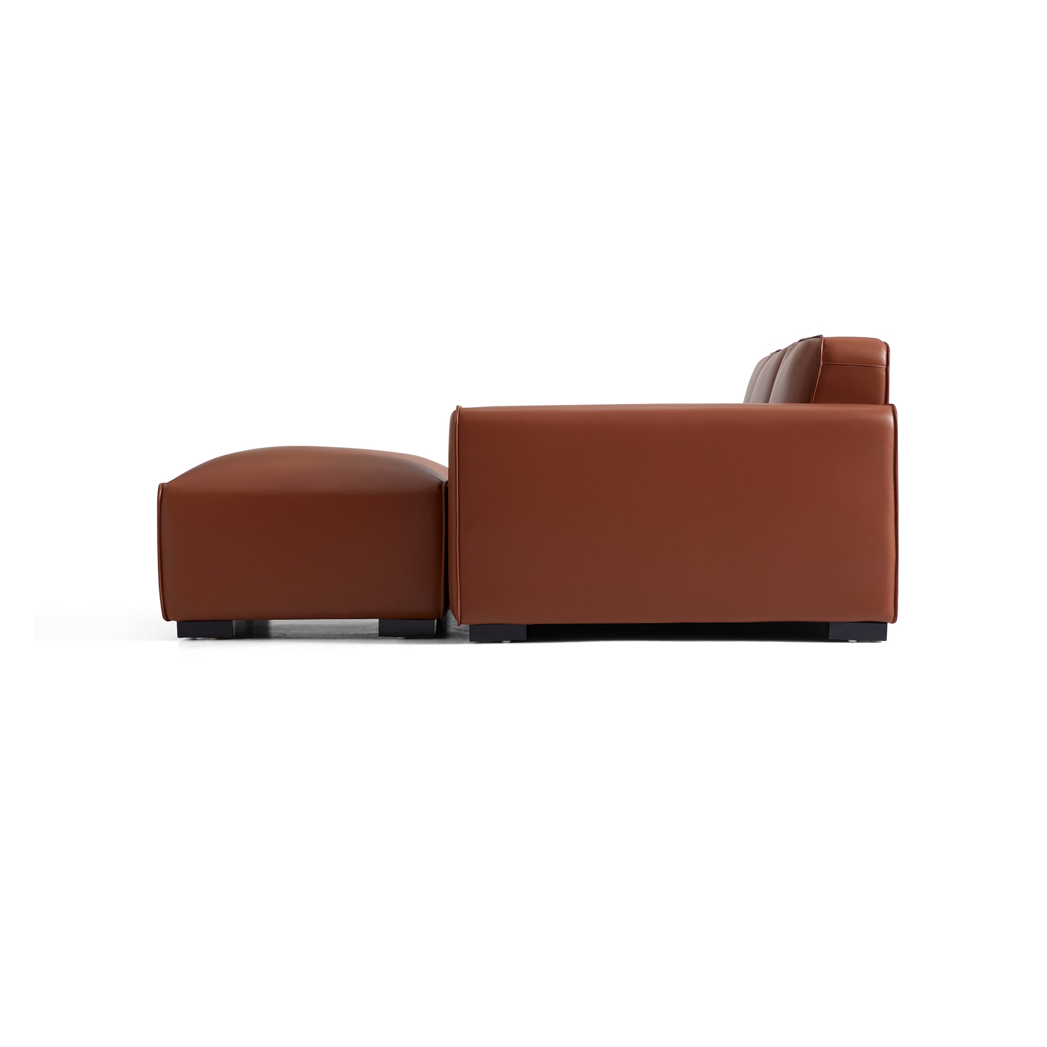 Canapé et pouf modulaires en cuir kaki Domus