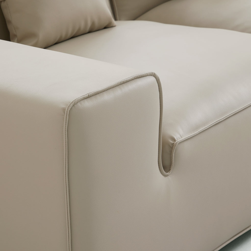 Canapé d'angle double modulaire en cuir noir Domus