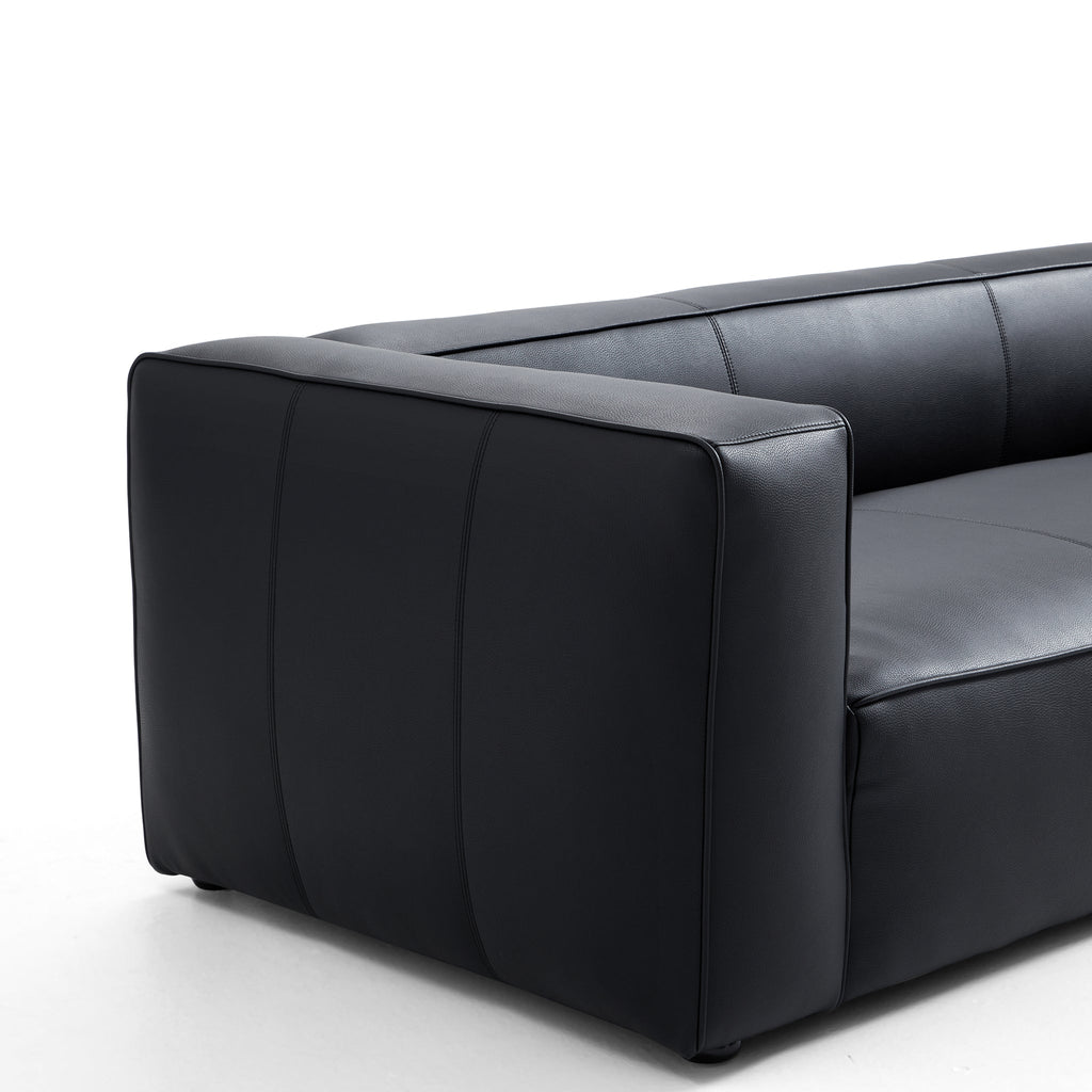 Canapé smoking en cuir véritable beige rouille