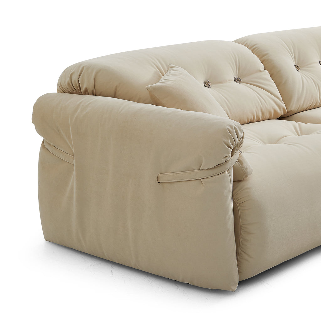 Canapé capitonné jaune beurre