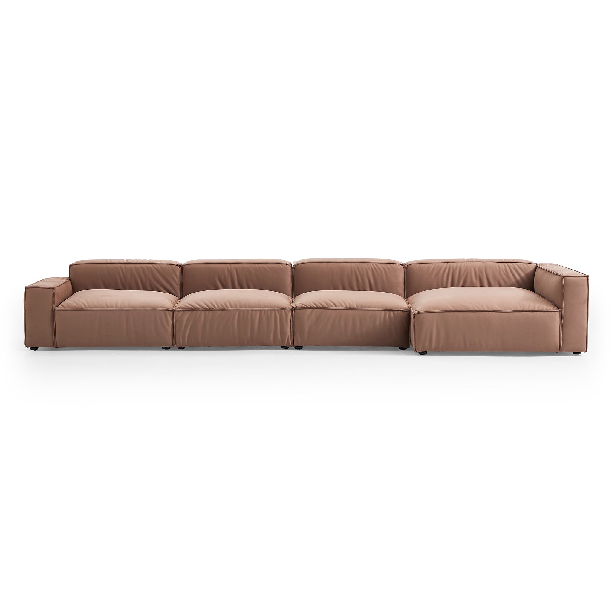 Ensemble de canapés d'angle de luxe minimaliste en tissu marron