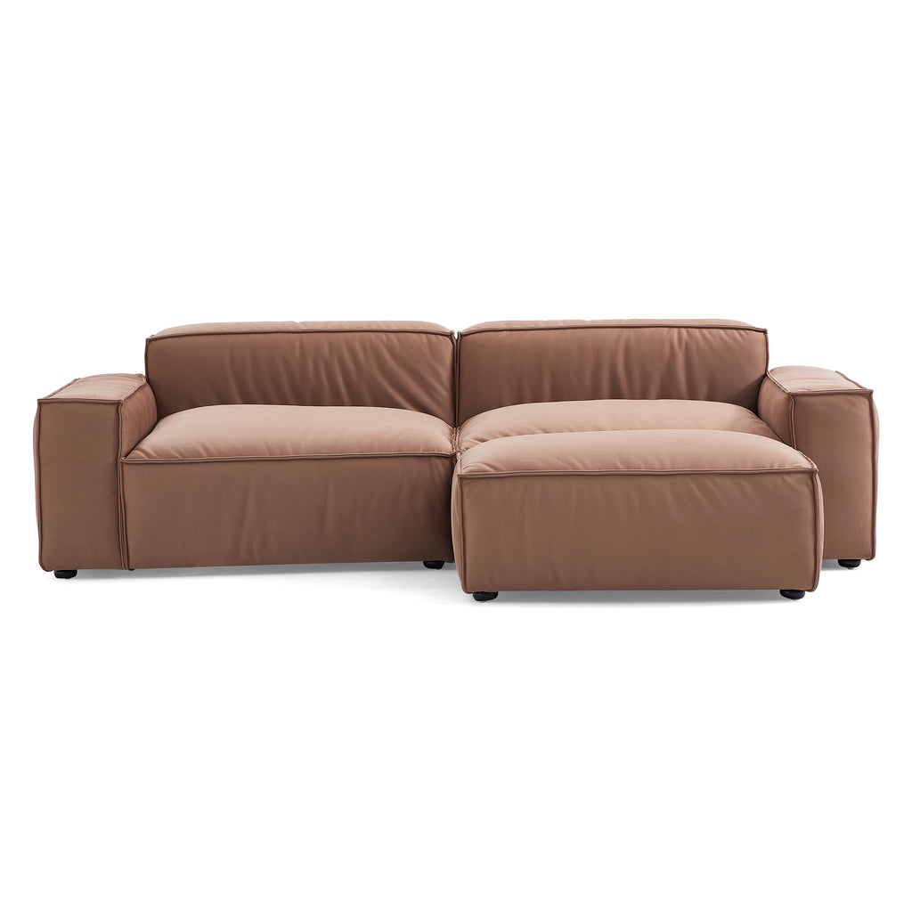 Canapé et pouf de luxe en tissu marron minimaliste