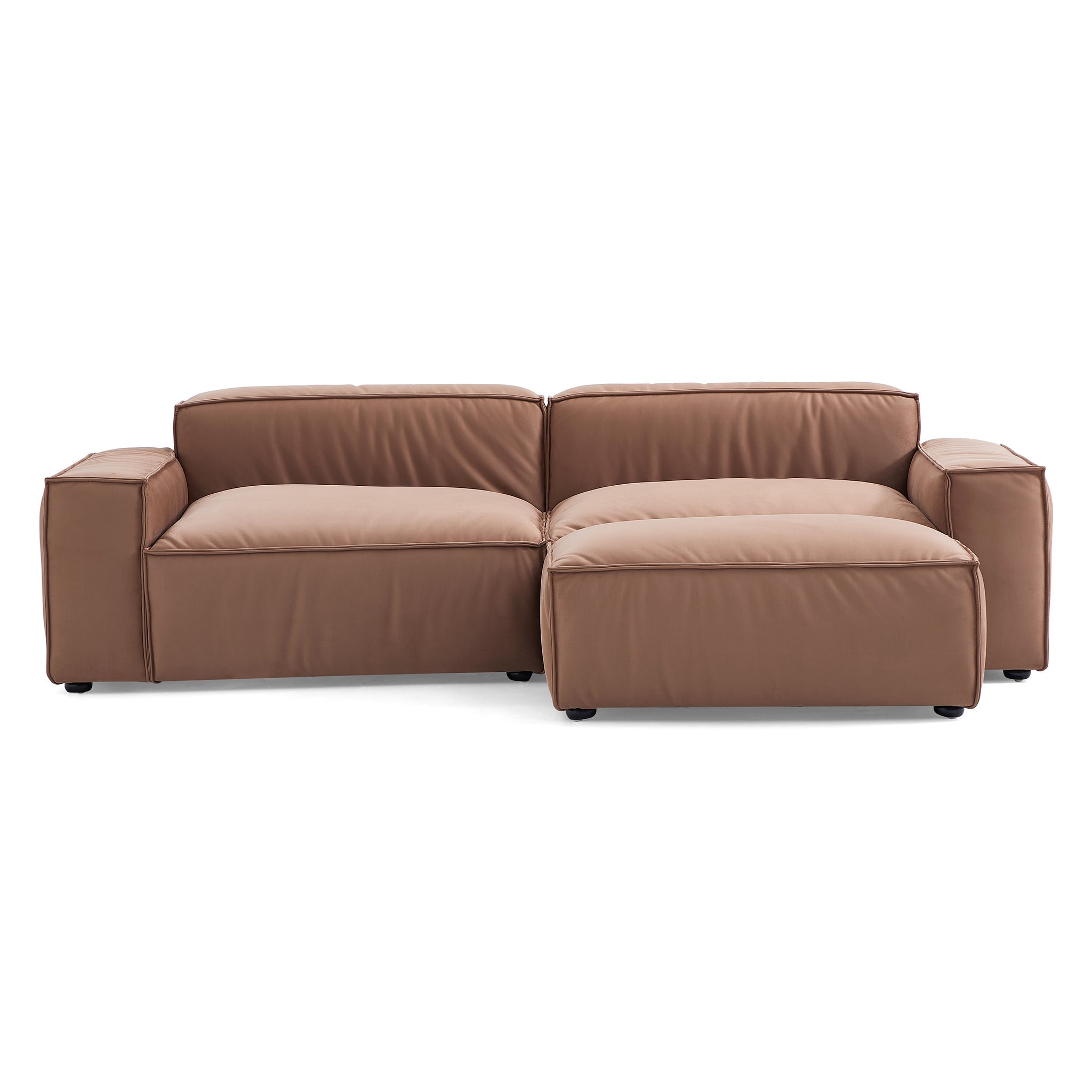 Canapé et pouf de luxe en tissu marron minimaliste