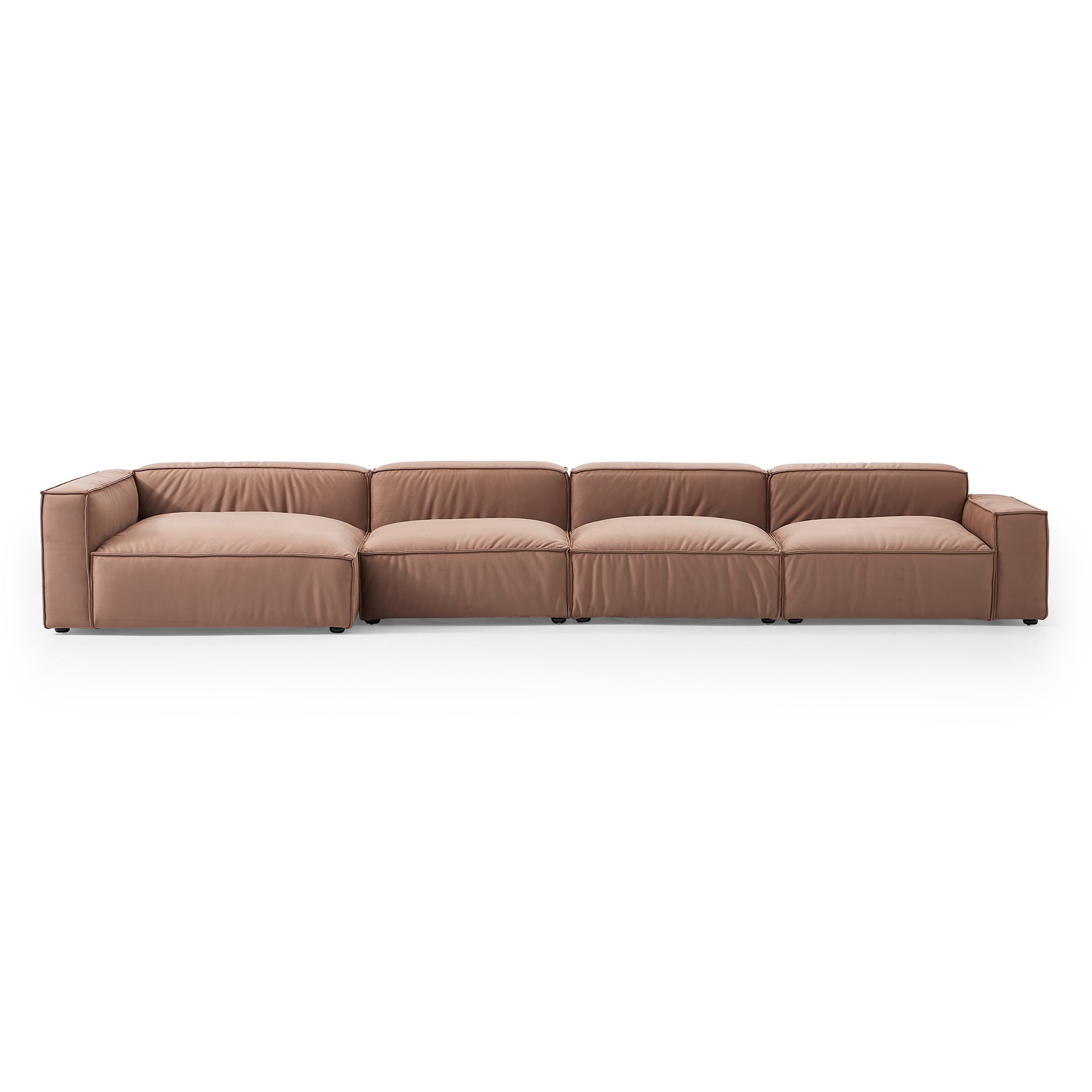 Canapé d'angle minimaliste de luxe en tissu marron