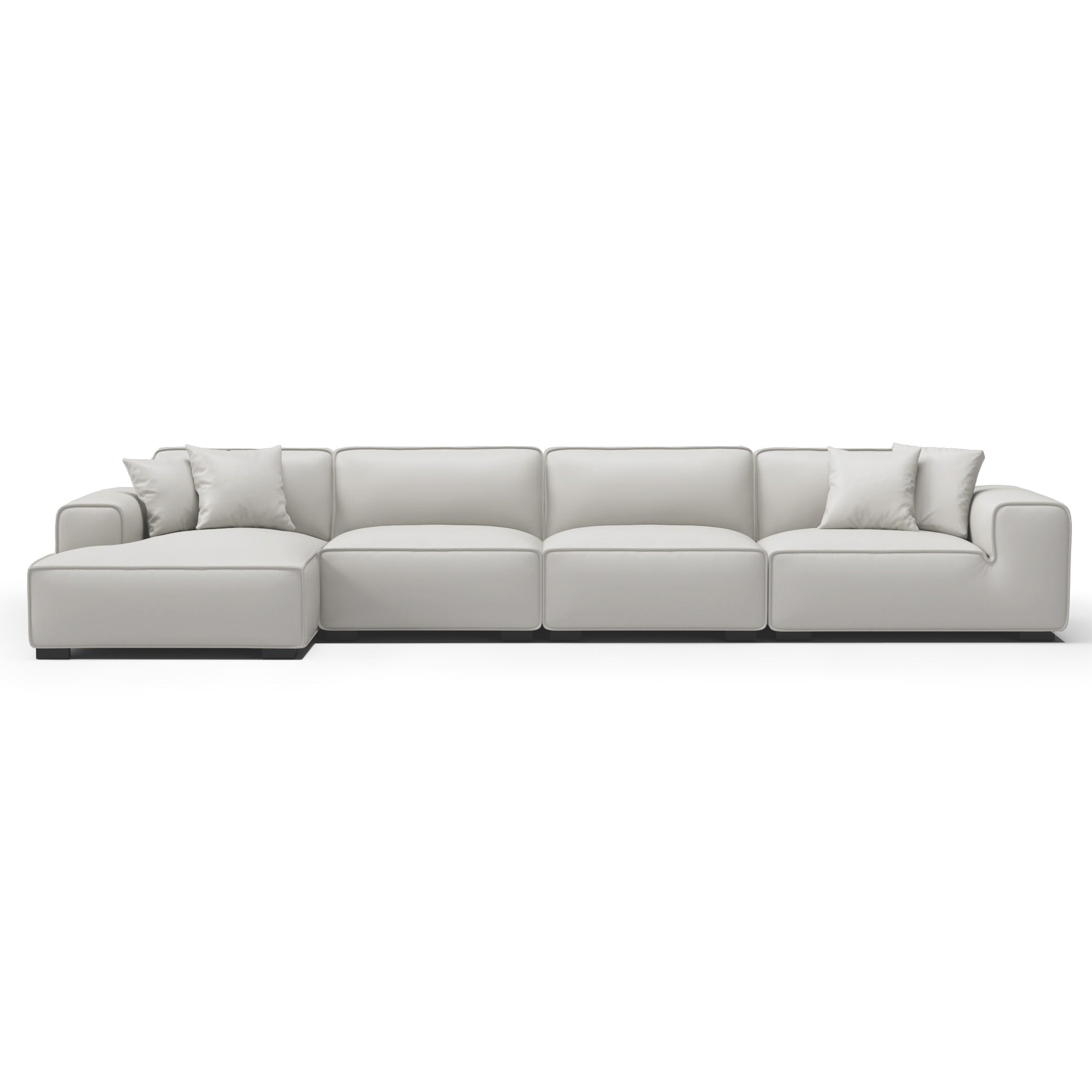 Canapé d'angle modulaire en cuir noir Domus