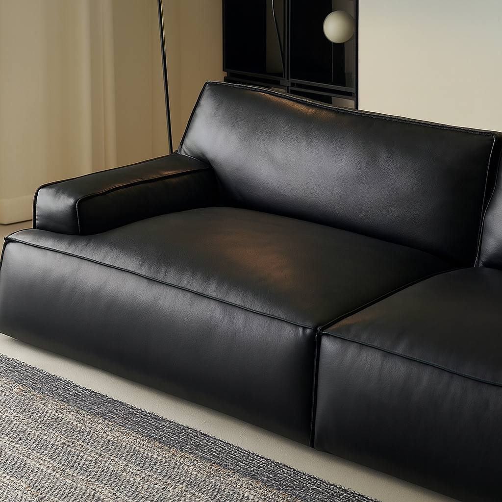 Canapé minimaliste en cuir pleine fleur Deacon