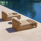 Ensemble canapé et salon d'extérieur design en teck Solana