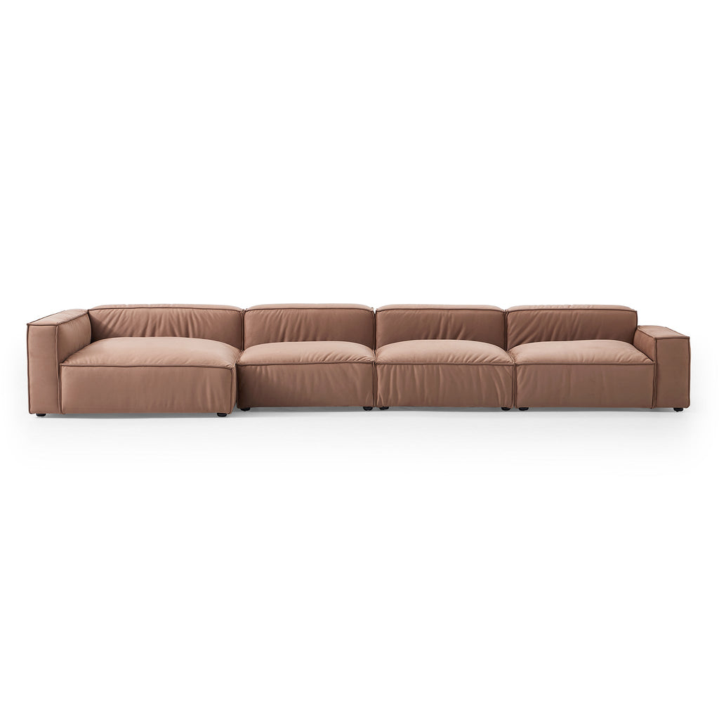 Ensemble de canapés d'angle de luxe minimaliste en tissu marron