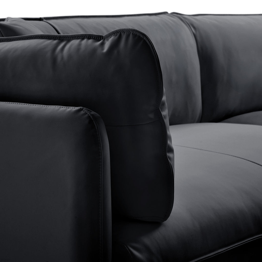 Canapé en cuir noir vanille