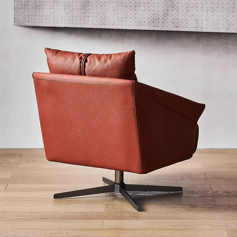 Fauteuil d'appoint pivotant en tissu rouge flamant rose