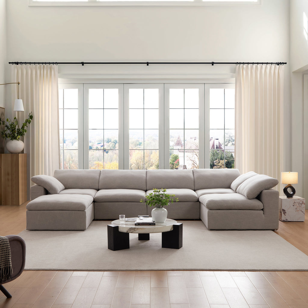 Canapé sectionnel et pouf en L Tender Wabi-Sabi gris