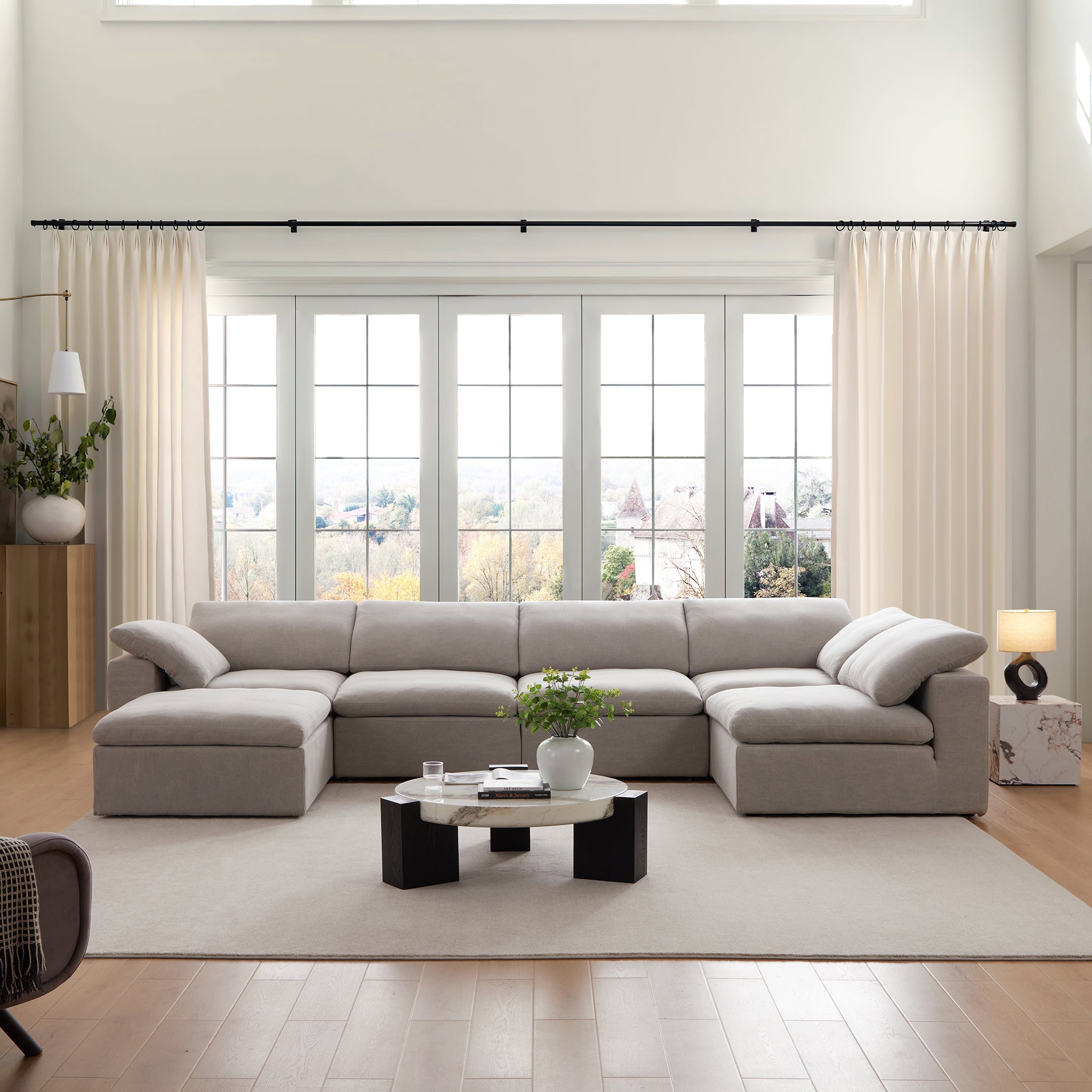 Canapé sectionnel et pouf en L Tender Wabi-Sabi gris