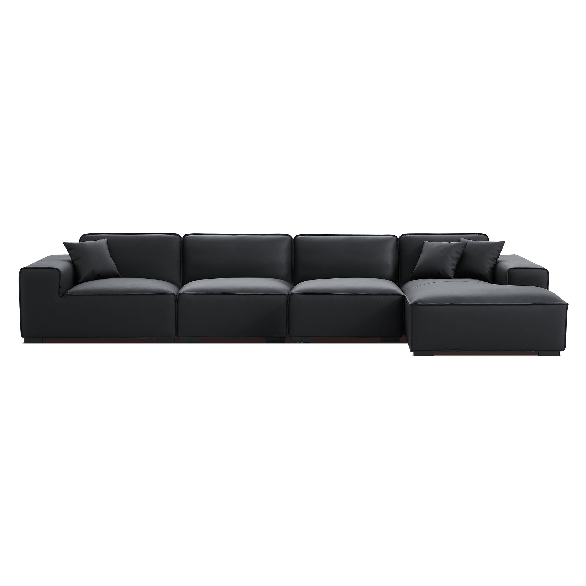 Canapé d'angle modulaire en cuir beige Domus