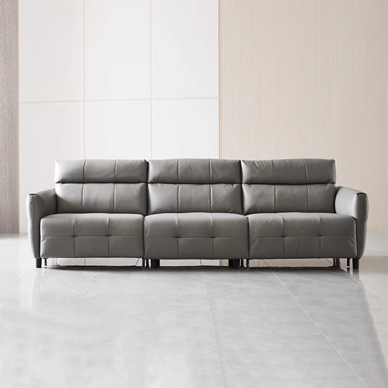 Canapé inclinable modulaire en cuir gris anthracite Lattice