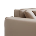 Canapé d'angle double modulaire en cuir marron Domus