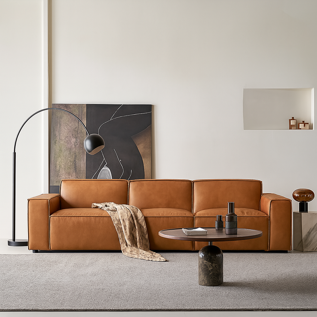 Canapé Kendall en cuir pleine fleur italien