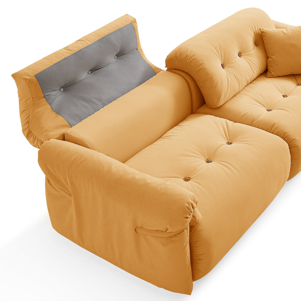 Canapé capitonné jaune beurre