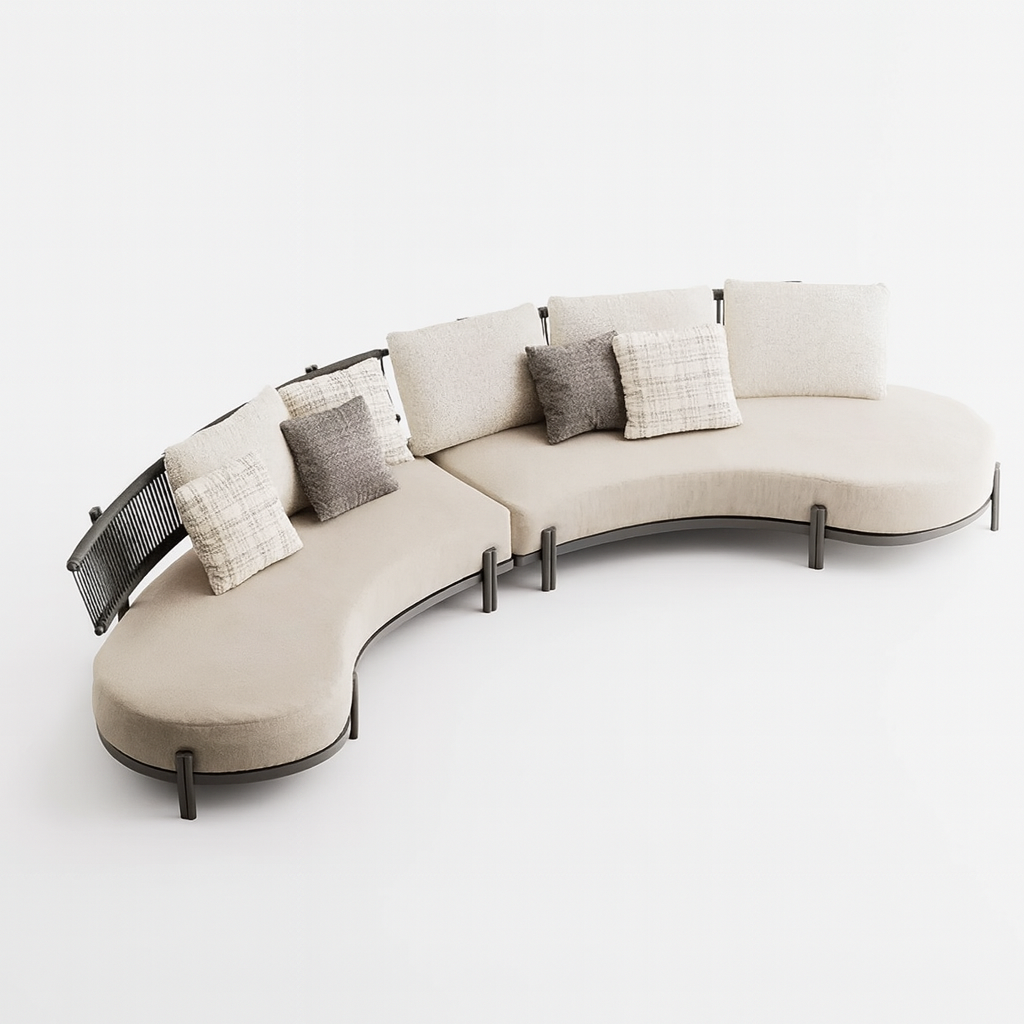 Ensemble de canapés sectionnels en osier incurvé pour l'extérieur Maui