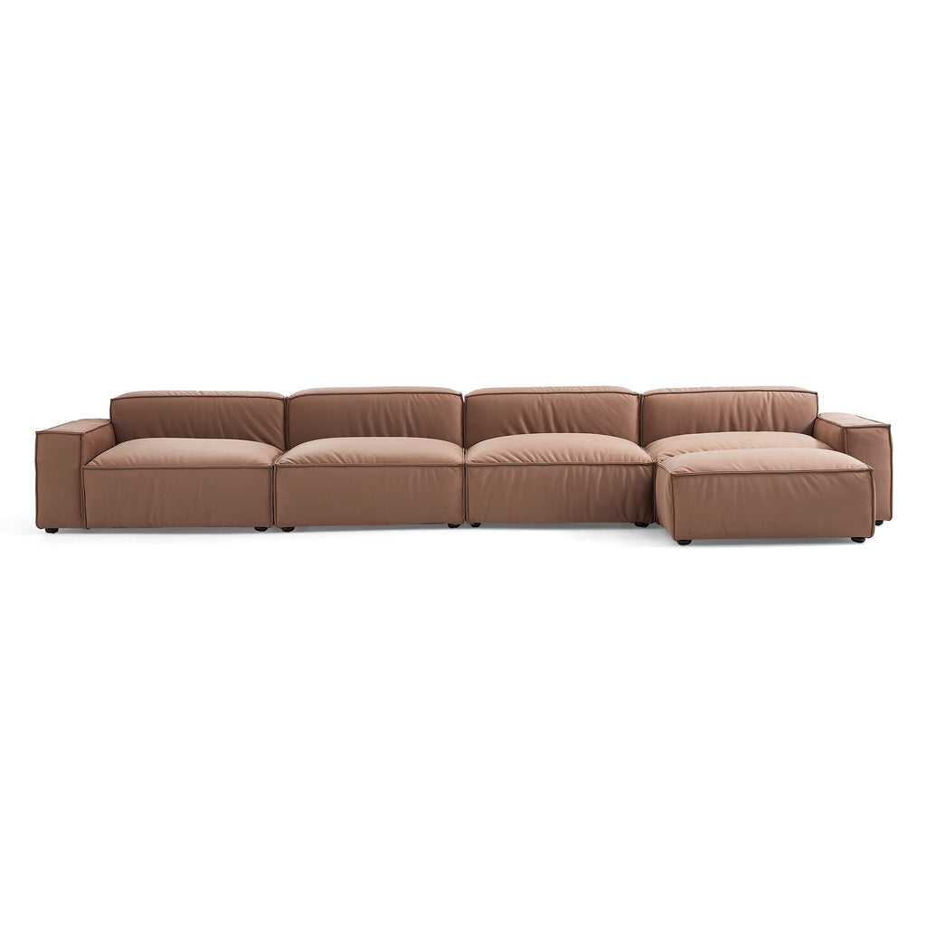 Canapé et pouf de luxe en tissu marron minimaliste