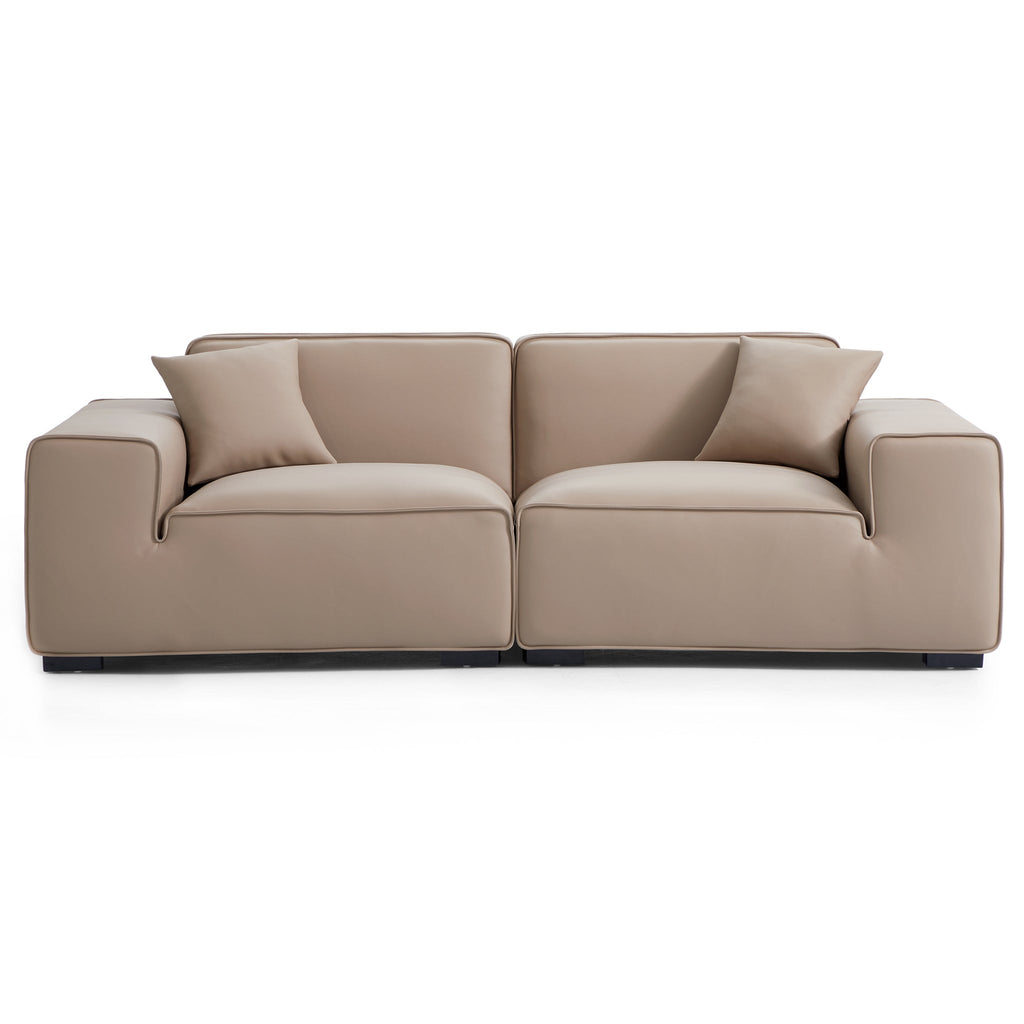 Ensemble de canapés modulaires en cuir beige Domus