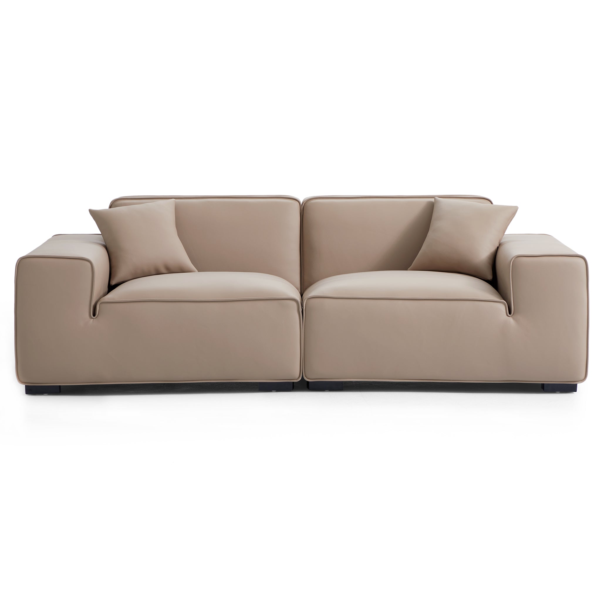 Ensemble de canapés modulaires en cuir gris foncé Domus