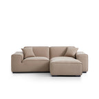 Canapé et pouf modulaires en cuir kaki Domus