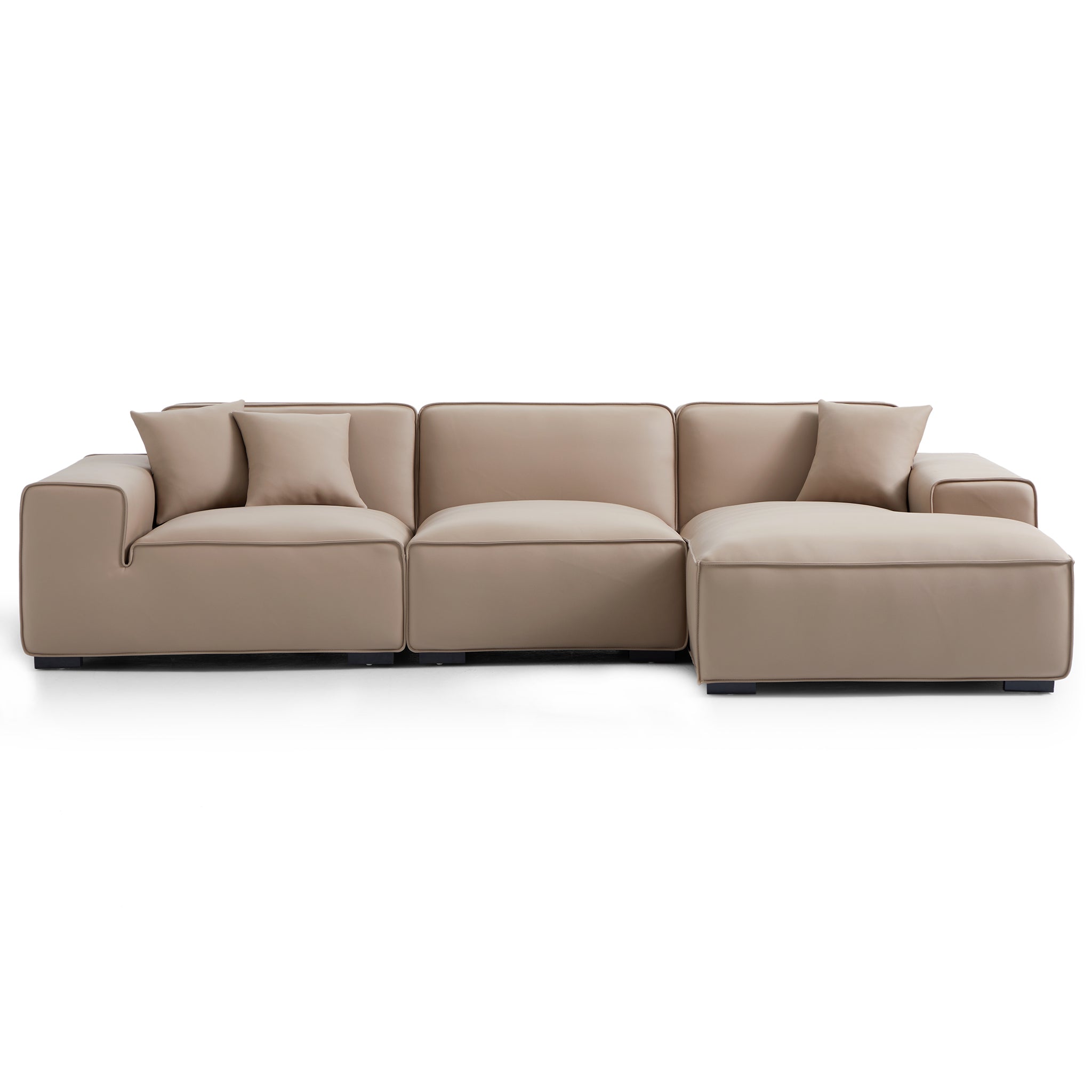 Canapé d'angle modulaire en cuir gris foncé Domus