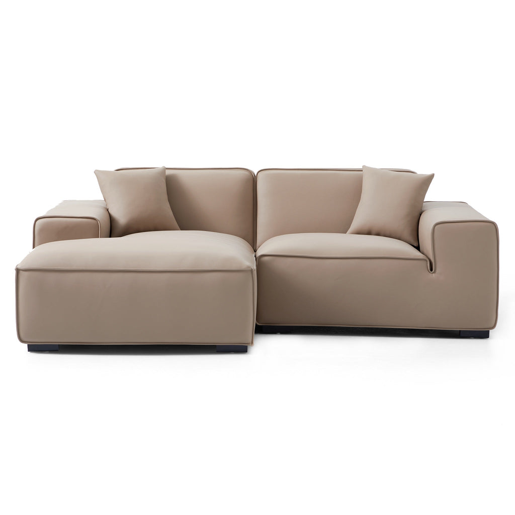 Canapé d'angle modulaire en cuir kaki Domus