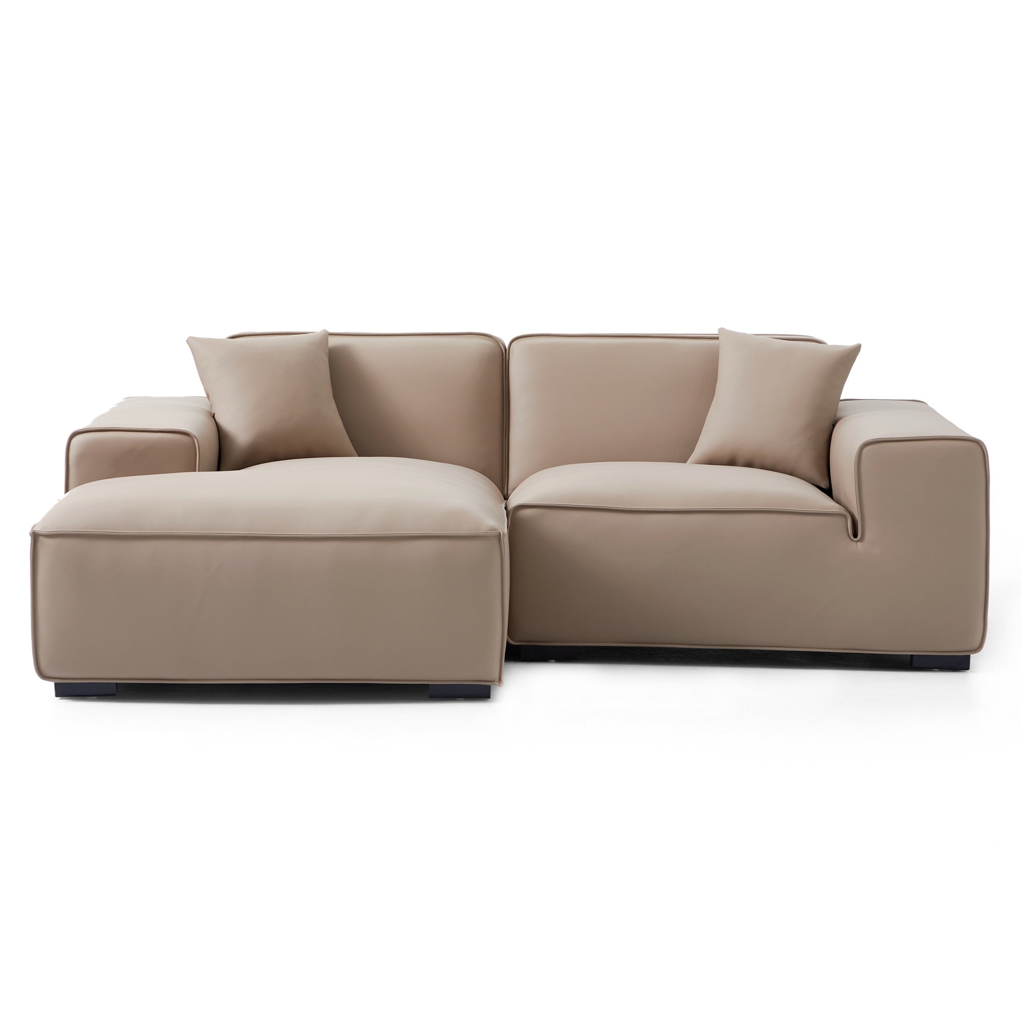 Canapé d'angle modulaire en cuir beige Domus