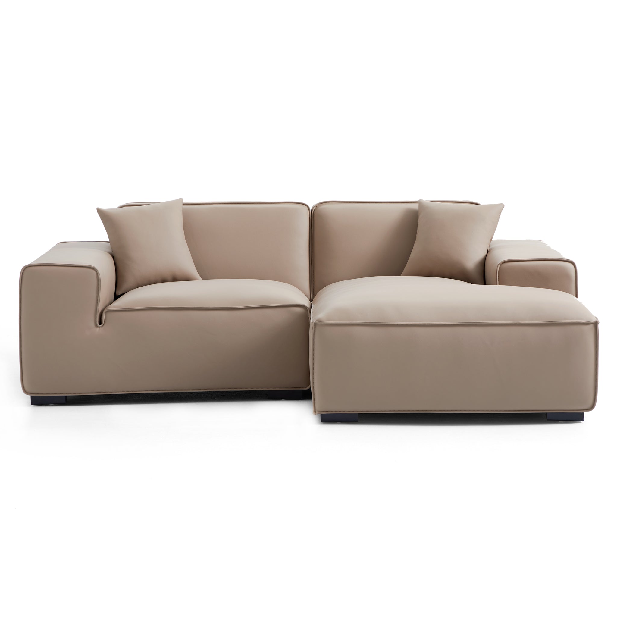 Canapé d'angle modulaire en cuir beige Domus