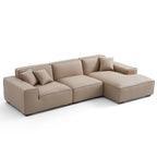 Canapé d'angle modulaire en cuir beige Domus