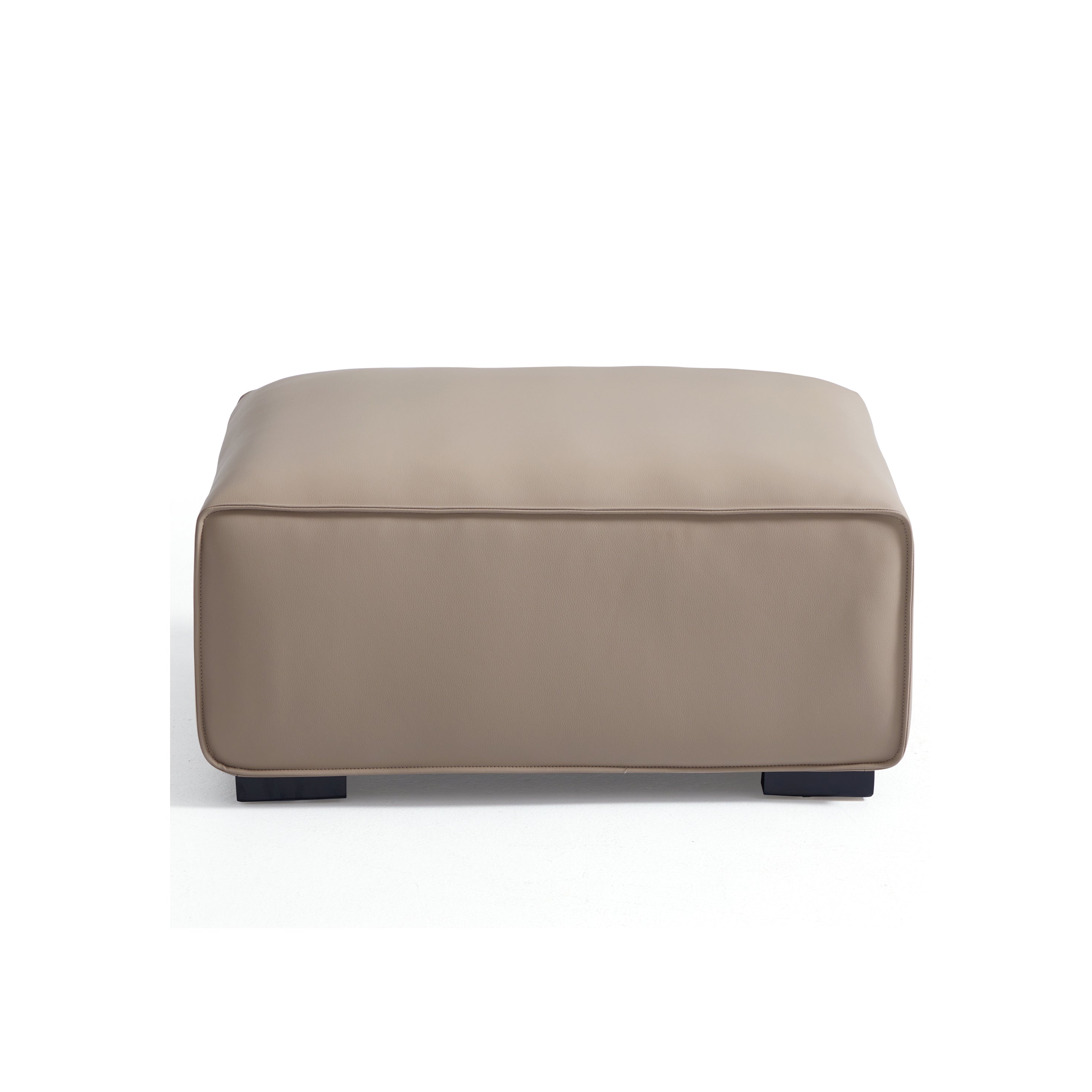 Canapé et pouf modulaires en cuir kaki Domus