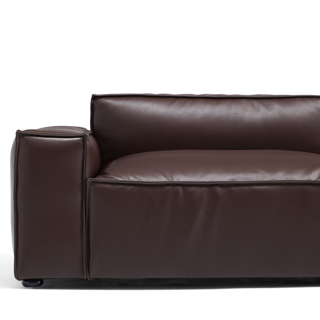 Canapé de luxe minimaliste en cuir marron foncé