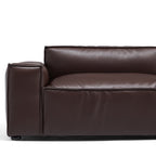 Canapé de luxe minimaliste en cuir marron foncé