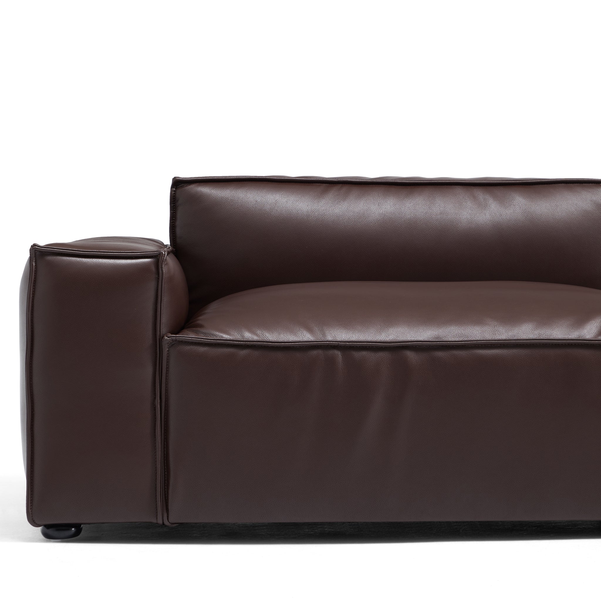 Canapé de luxe minimaliste en cuir marron foncé