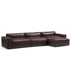 Canapé et pouf de luxe minimalistes en cuir marron foncé