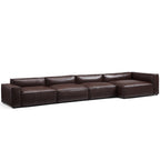 Canapé d'angle minimaliste de luxe en cuir marron foncé