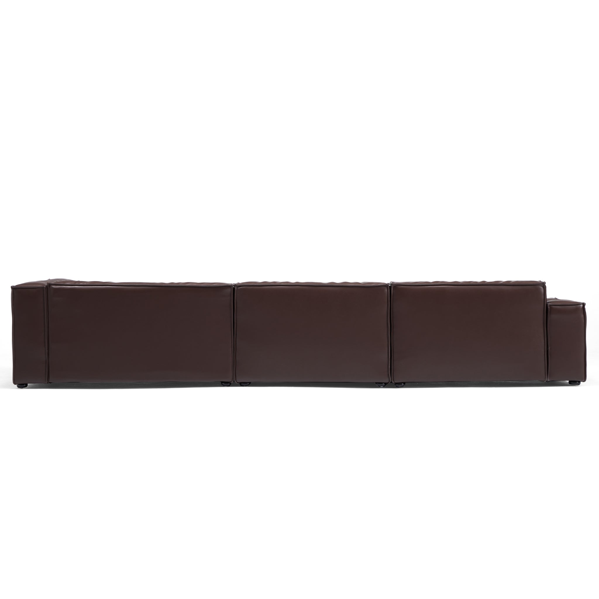 Canapé d'angle minimaliste de luxe en cuir marron foncé