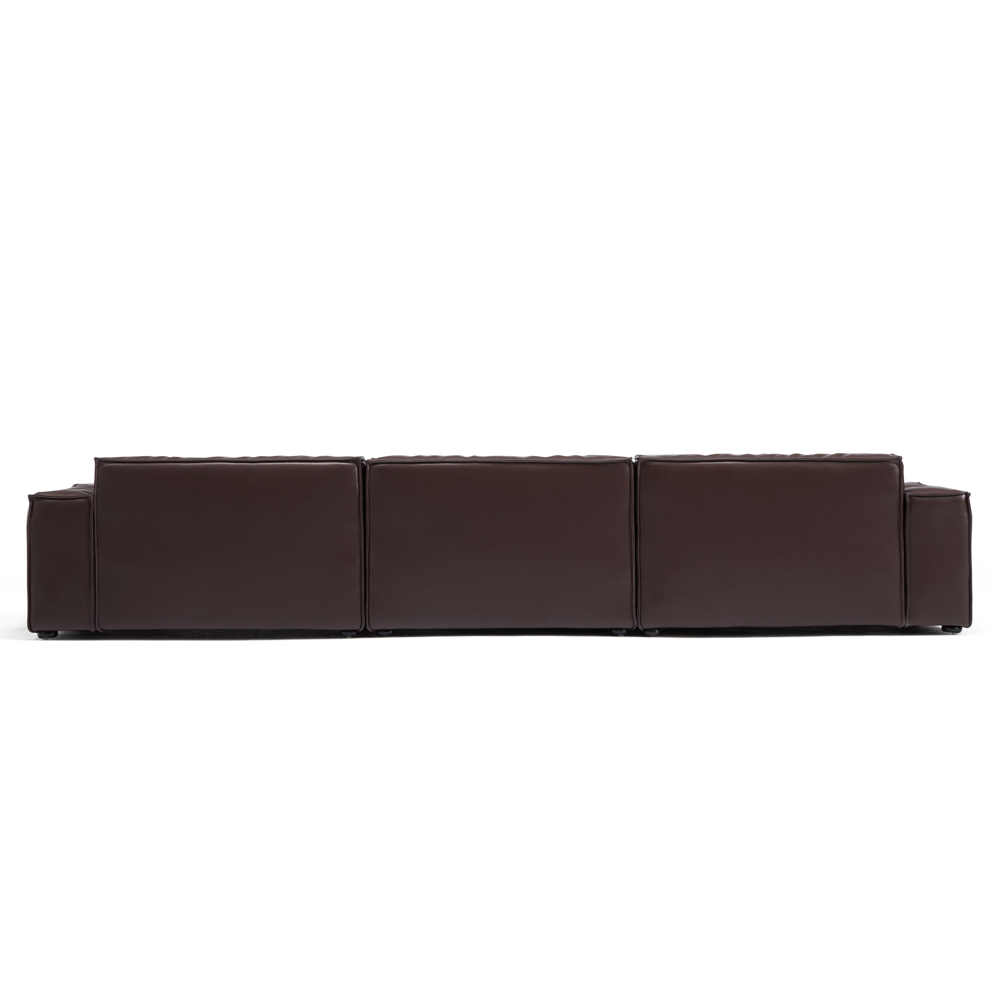 Canapé de luxe minimaliste en cuir marron foncé