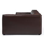 Canapé d'angle minimaliste de luxe en cuir marron foncé