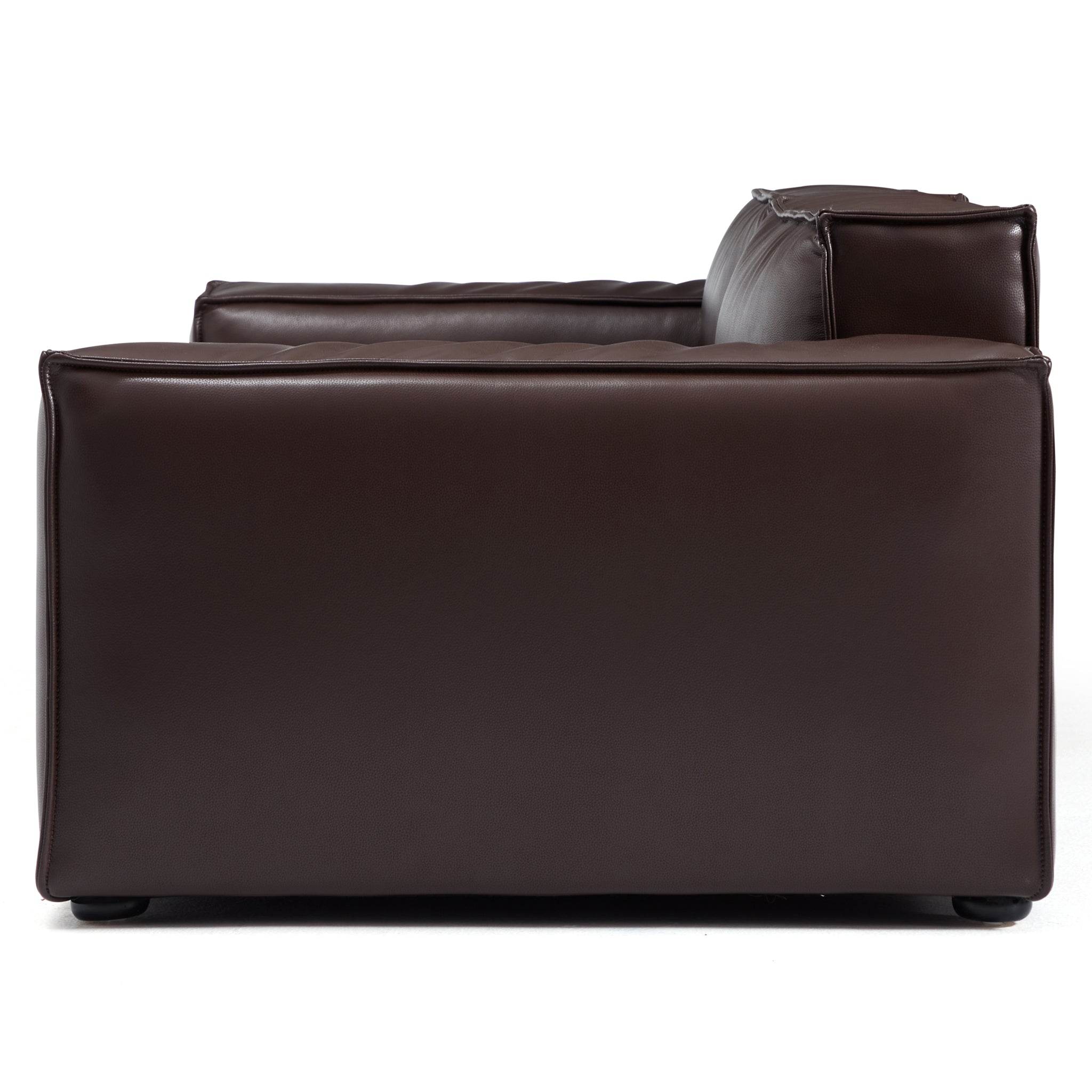 Canapé de luxe minimaliste en cuir marron foncé