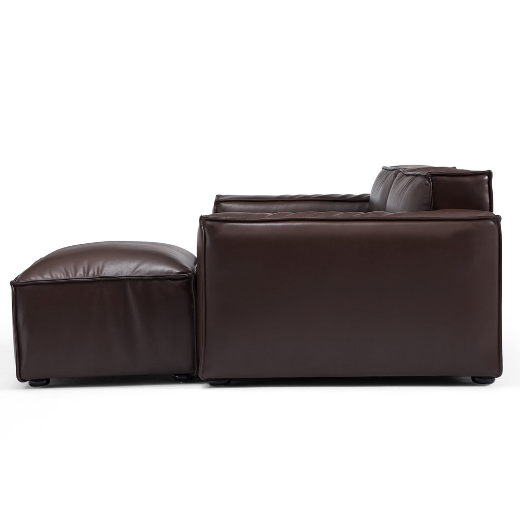 Canapé et pouf en cuir noir minimaliste de luxe