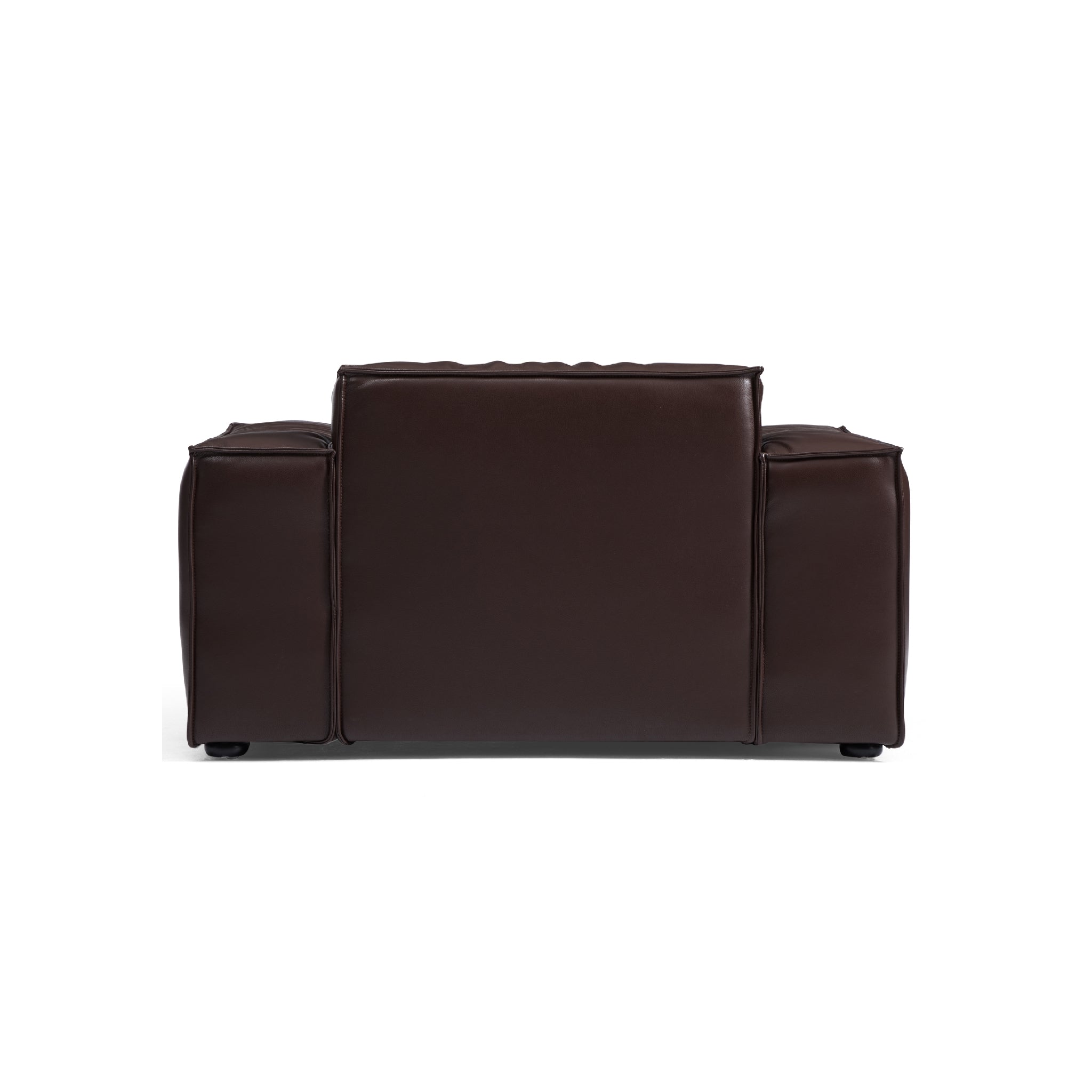 Fauteuil de luxe minimaliste en cuir marron foncé