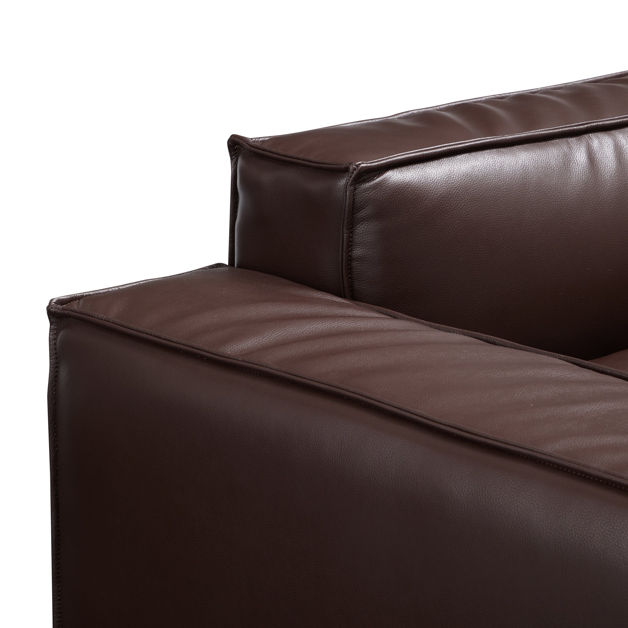 Canapé de luxe minimaliste en cuir marron foncé