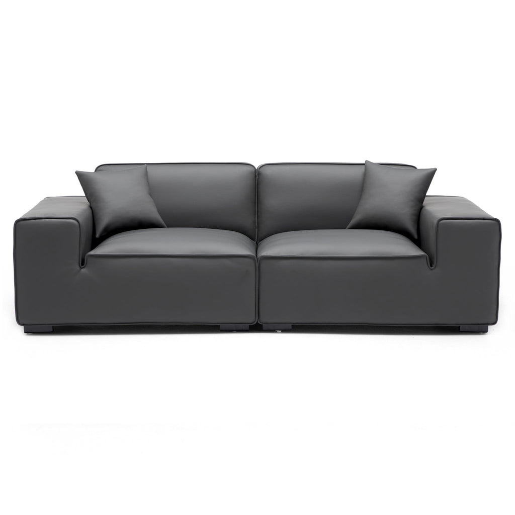 Canapé modulaire en cuir gris foncé Domus